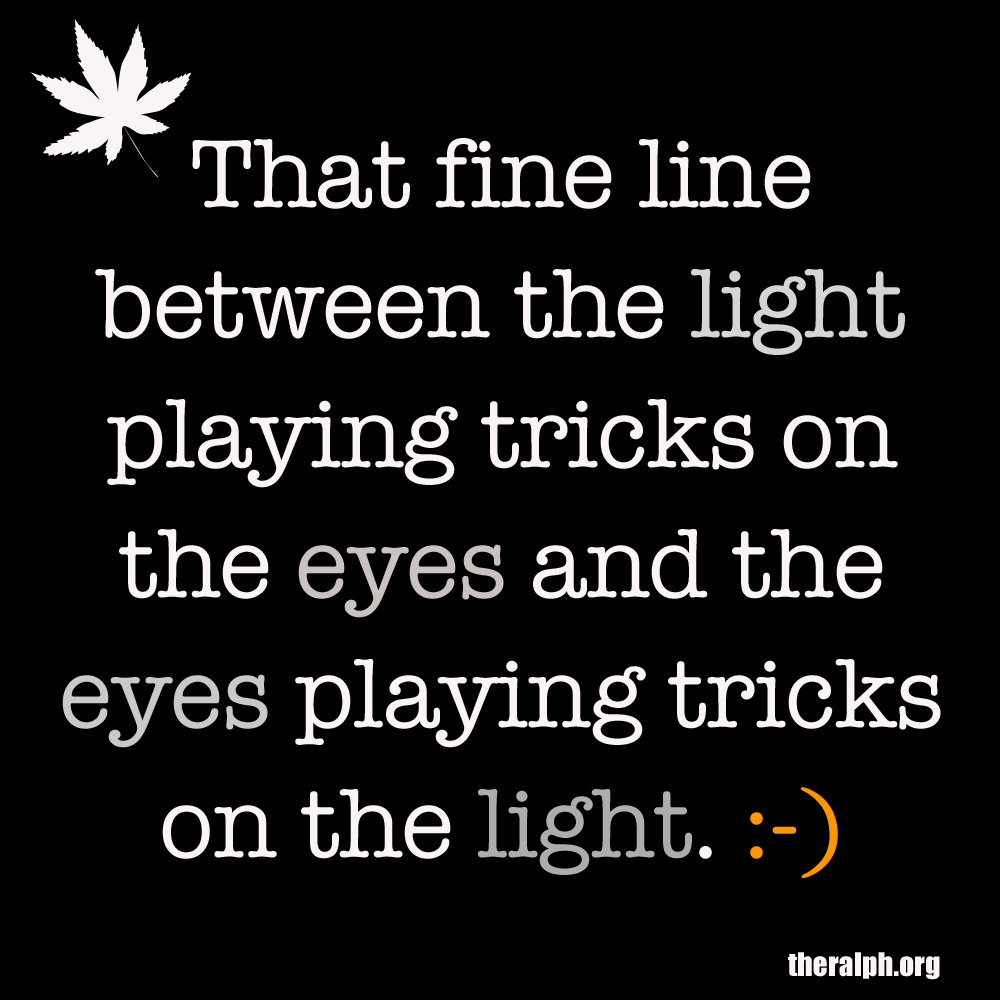 That fine line between the light playing tricks on the eyes and the eyes playing tricks on the light.