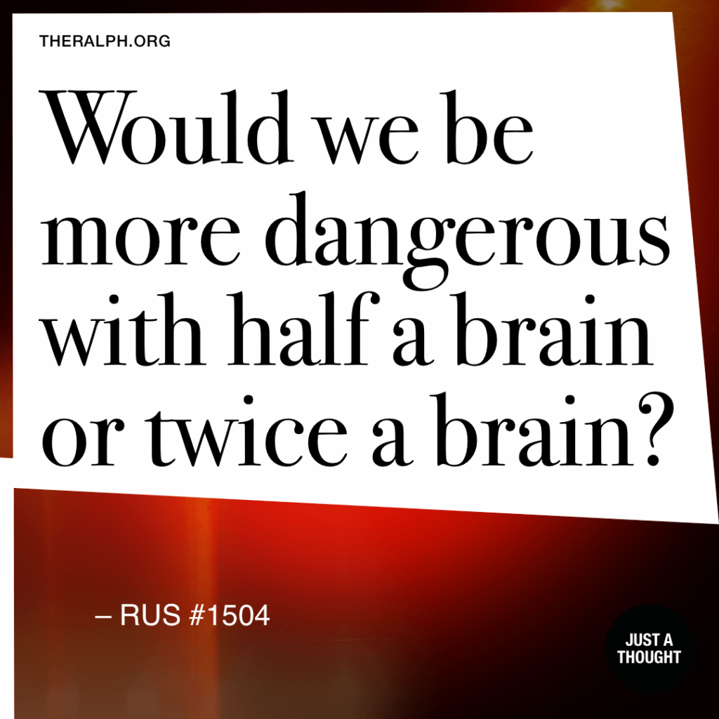 Would we be more dangerous with half a brain or twice a brain?