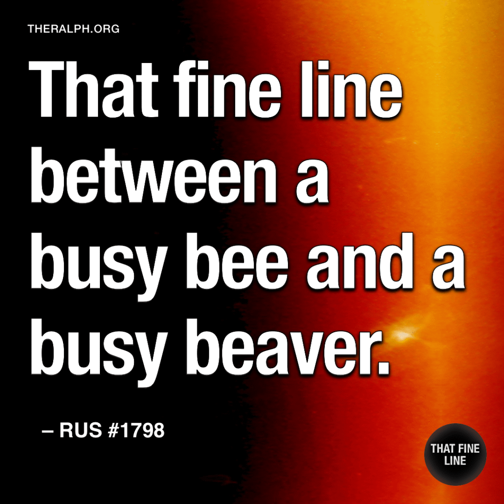 That fine line between a busy bee and a busy beaver.